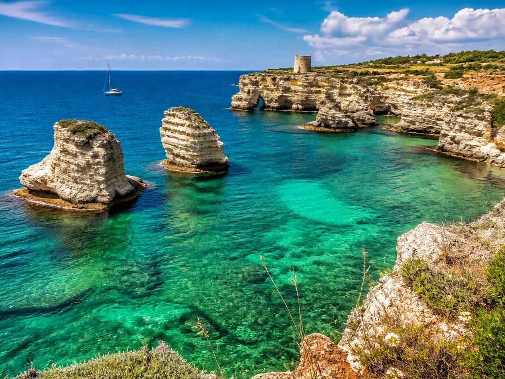 Panorama of Roca Vecchia with the Two Sisters Rock